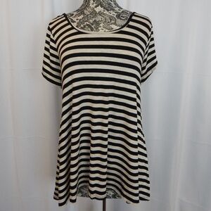 Fashion To Figure Striped Criss Cross back Top 1X